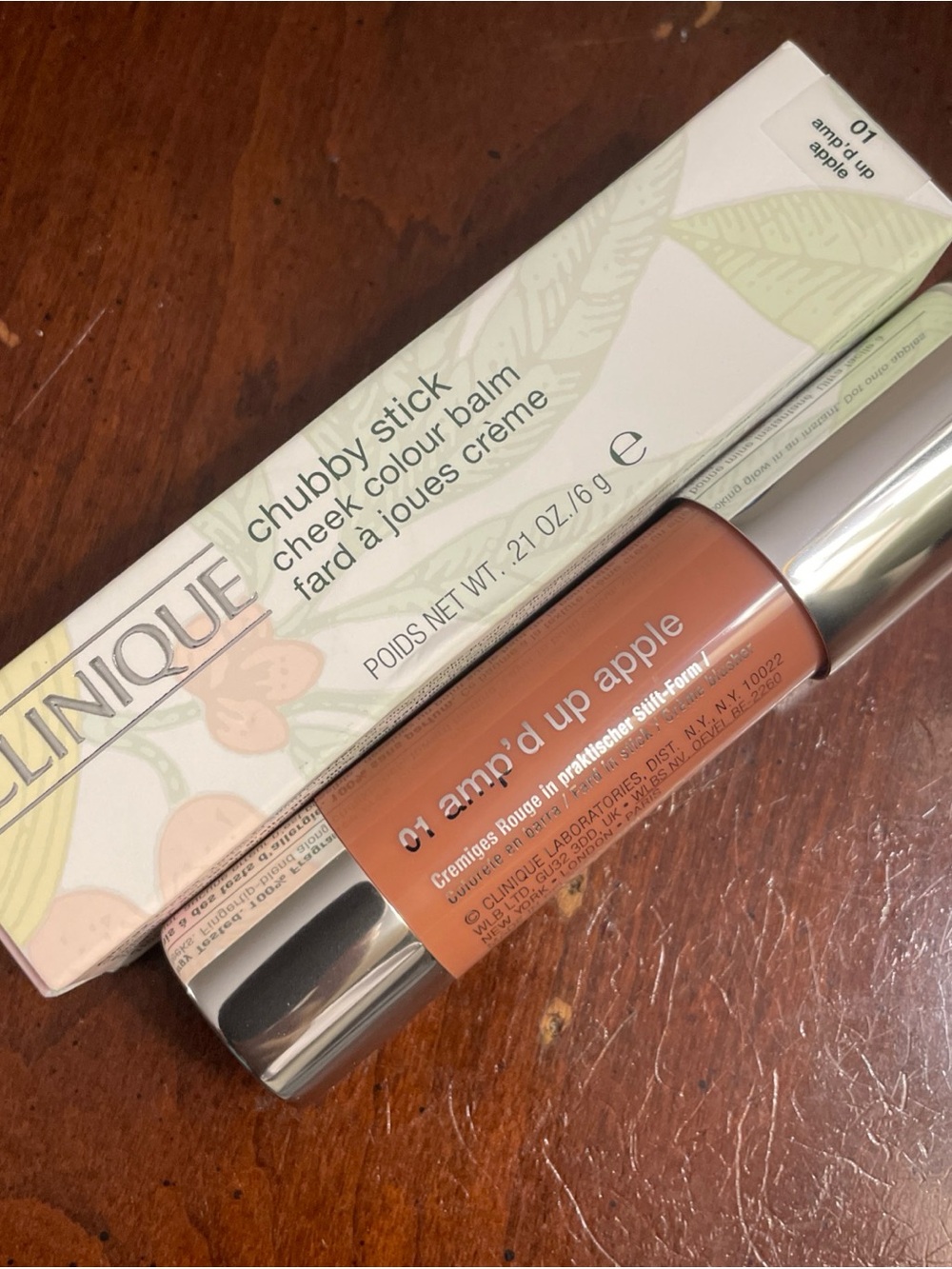 Clinique Chubby Stick Cheek Colour Balm — 01 amp'd up apple (peachy orange)